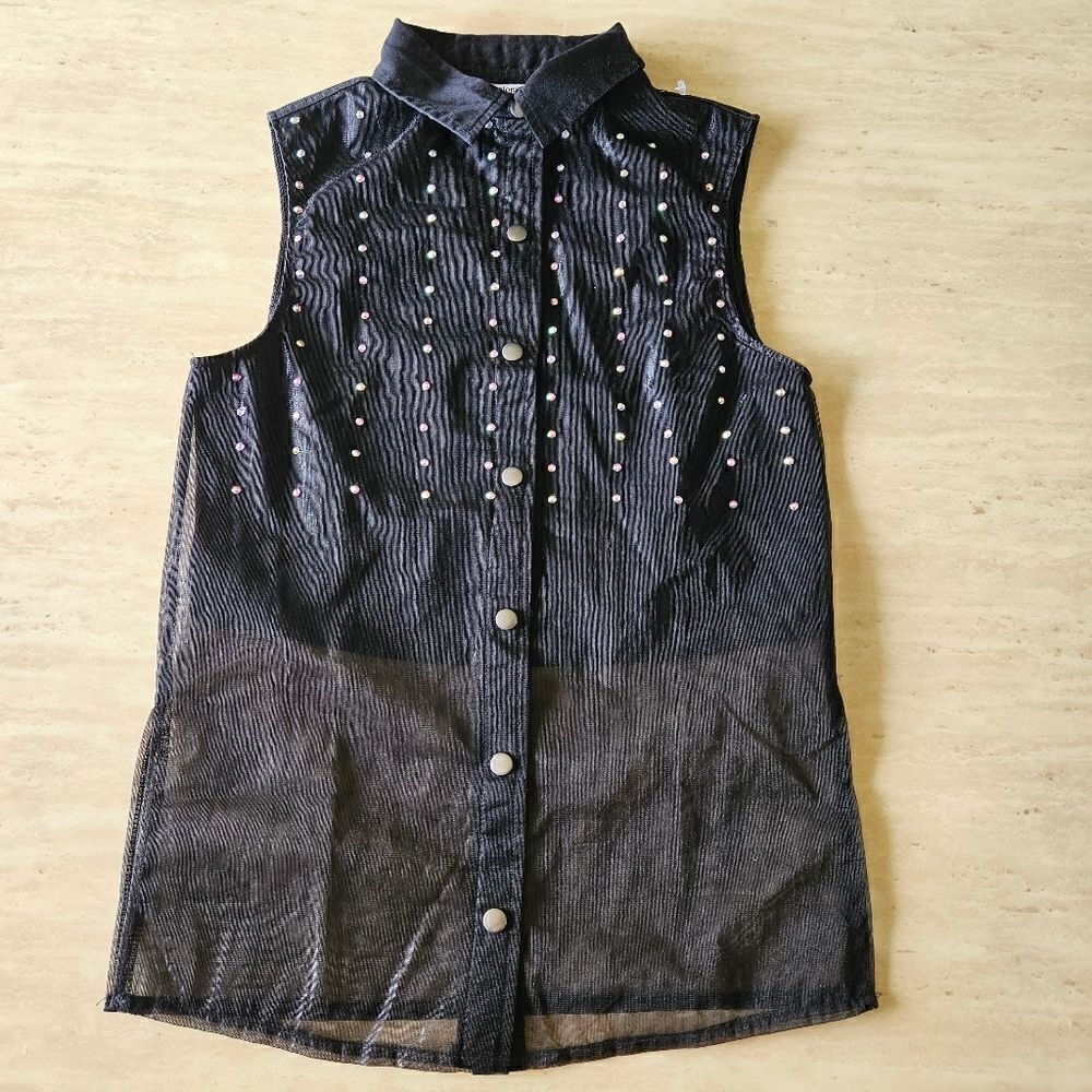 Weissman dance top child medium black button down jazz tap hip hop contemporary